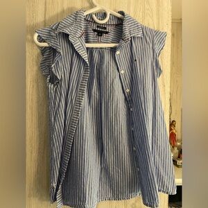 Tommy Hilfiger Blue and White Striped Shirt